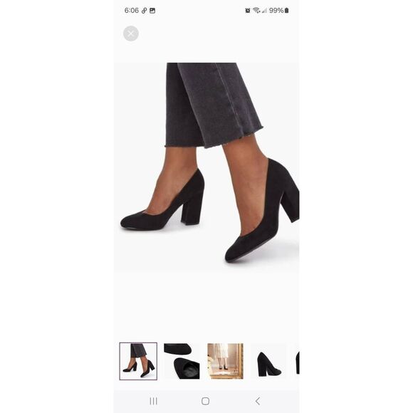 New  7.5 JustFab Black Daphne-E Round Toe Chunky Block High Heel Dress Shoes - Picture 1 of 9